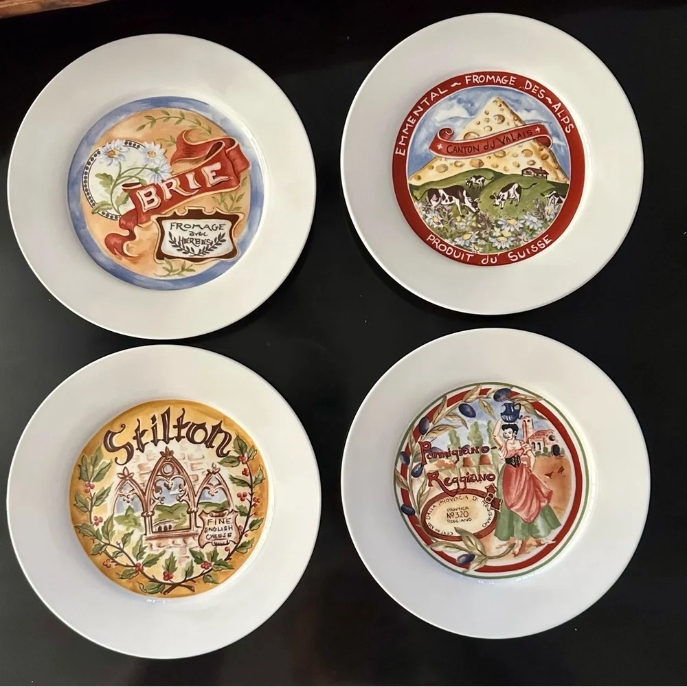 Restoration Hardware Emmental Cheese Plate with Red and White Accents
